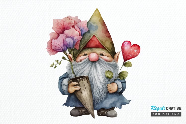 Watercolor valentine Gnome PNG Clipart