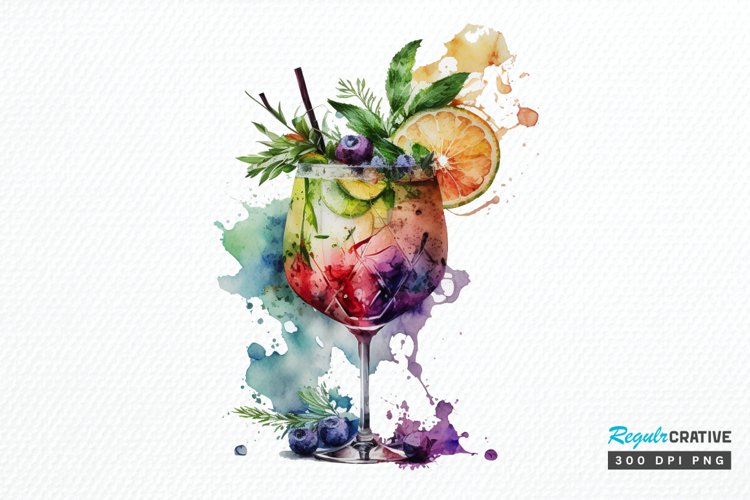 Watercolor Cocktail Clipart Image 20