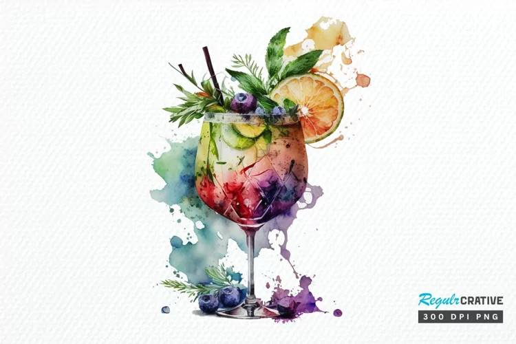 Watercolor Cocktail PNG Clipart