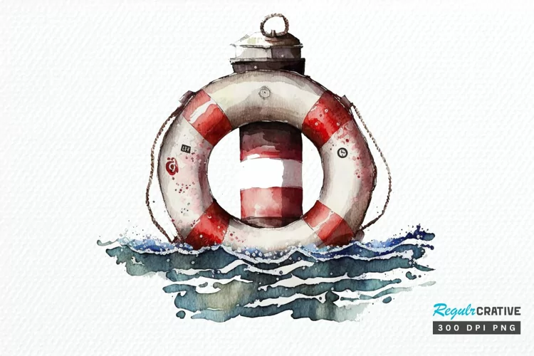 Watercolor Nautical Buoy PNG Clipart