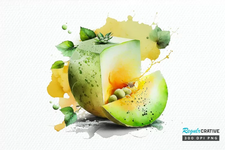Watercolor Honeydew PNG Clipart