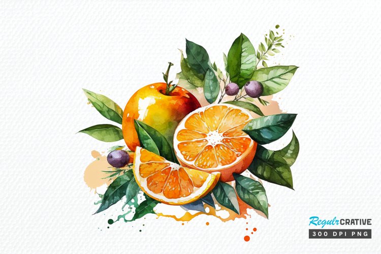 Watercolor Oranges PNG Clipart