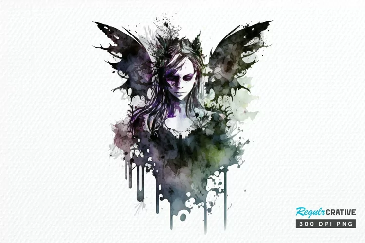 Watercolor Gothic Fairie PNG Clipart