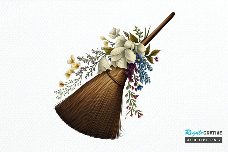 Watercolor Floral Brooms PNG Clipart