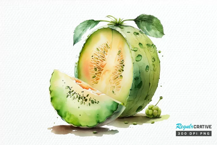 Watercolor Honeydew PNG Clipart