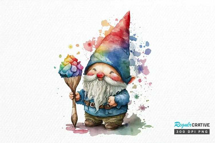 Watercolor Cute Gnome Autism PNG Clipart
