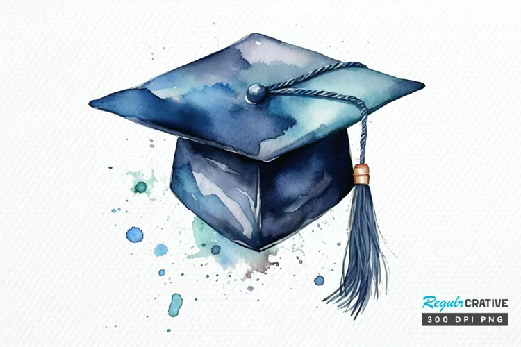 Watercolor Graduate Flower PNG Clipart