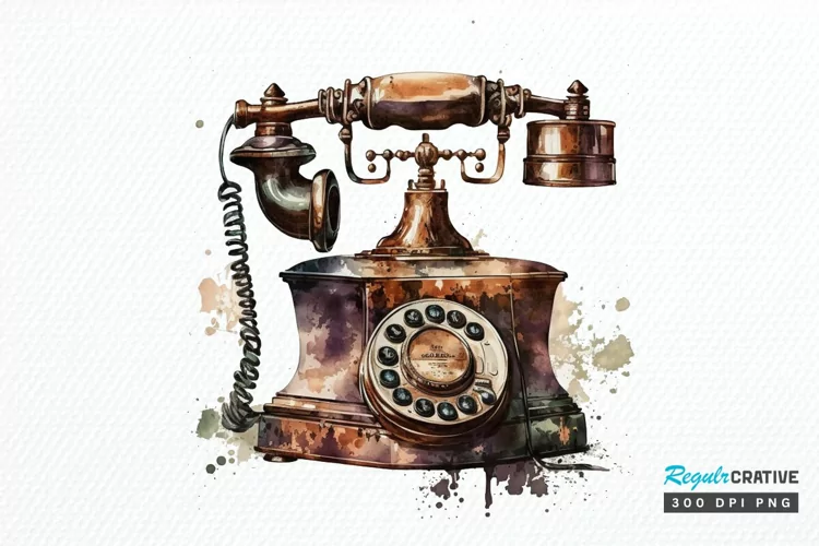 Watercolor Antique Telephone PNG Clipart