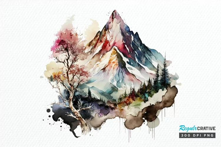 Watercolor Mountain PNG Clipart