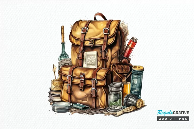 Vintage Backpack PNG Clipart