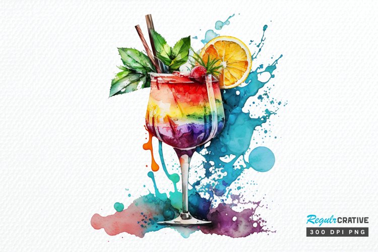 Watercolor Cocktail Clipart Image 22
