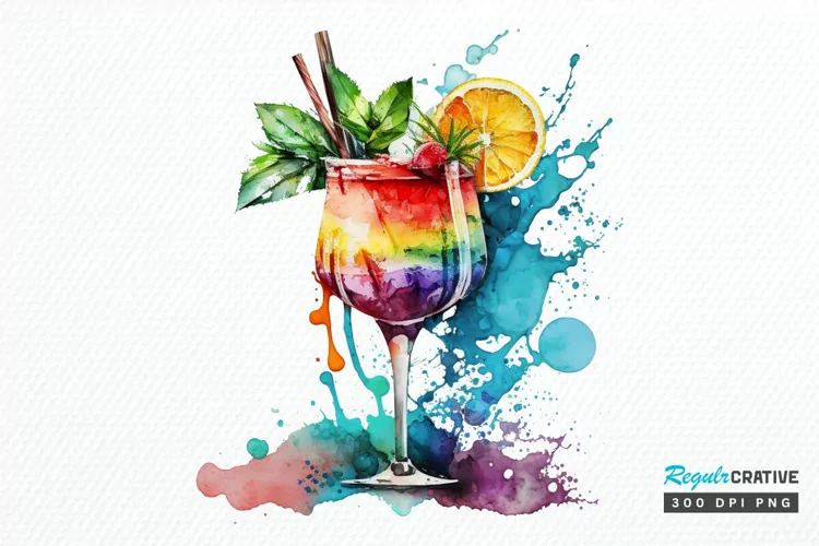 Watercolor Cocktail PNG Clipart