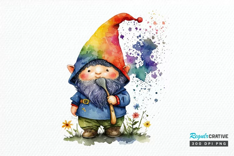 Watercolor Cute Gnome Autism PNG Clipart