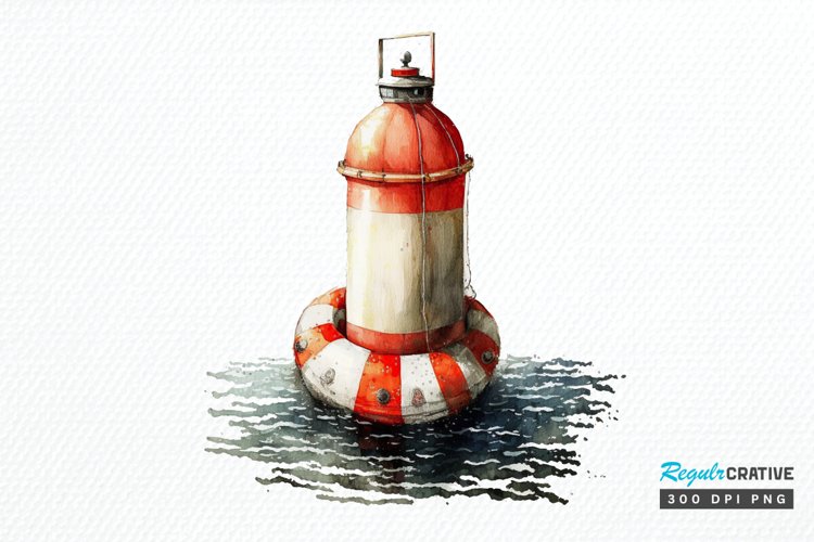 Watercolor Nautical Buoy PNG Clipart example image 1