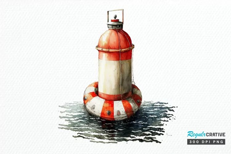 Watercolor Nautical Buoy PNG Clipart