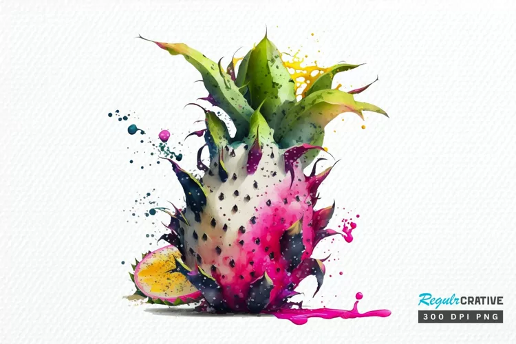 Watercolor Dragon Fruit PNG Clipart