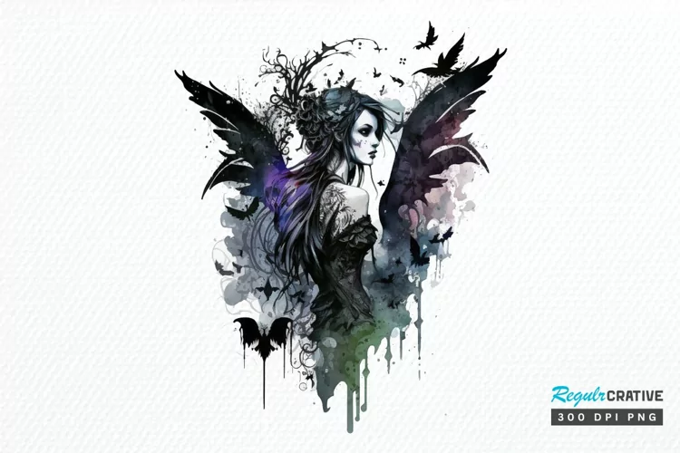 Watercolor Gothic Fairie PNG Clipart