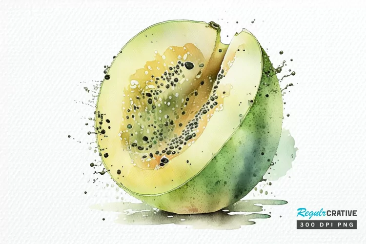 Watercolor Honeydew PNG Clipart