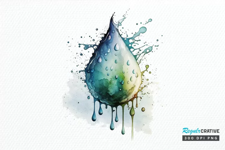 Watercolor Water Droplet PNG Clipart