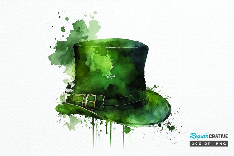 Watercolor Green Hat St.Patrick's Day PNG Clipart example image 1