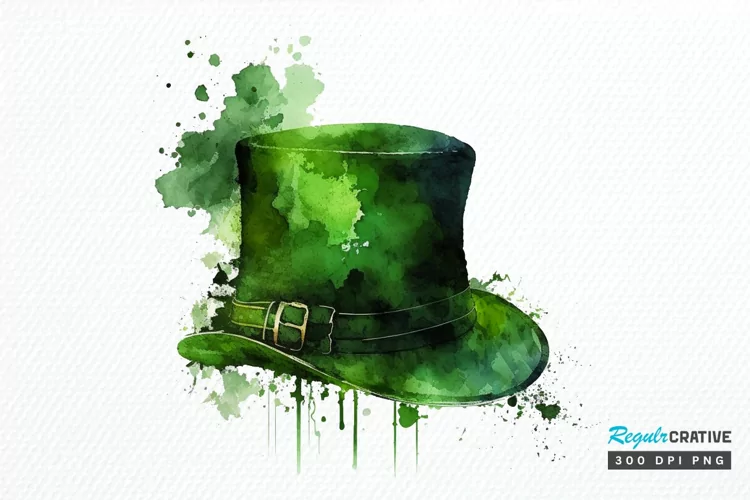 Watercolor Green Hat St.Patrick's Day PNG Clipart