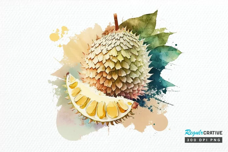 Watercolor Durian PNG Clipart