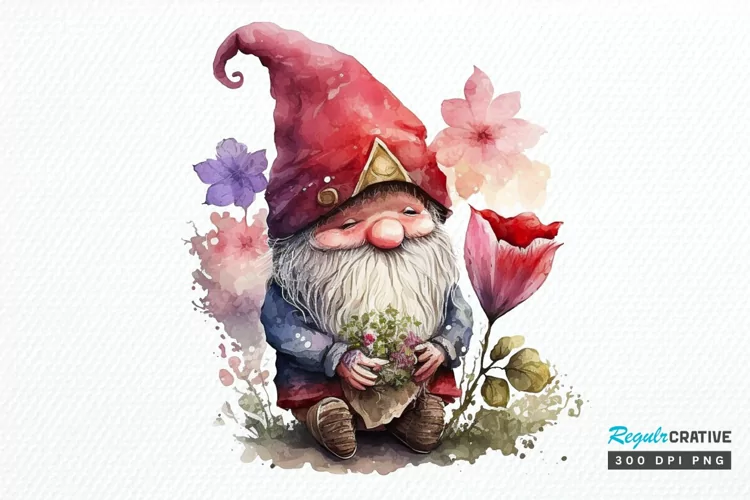 Watercolor valentine Gnome PNG Clipart