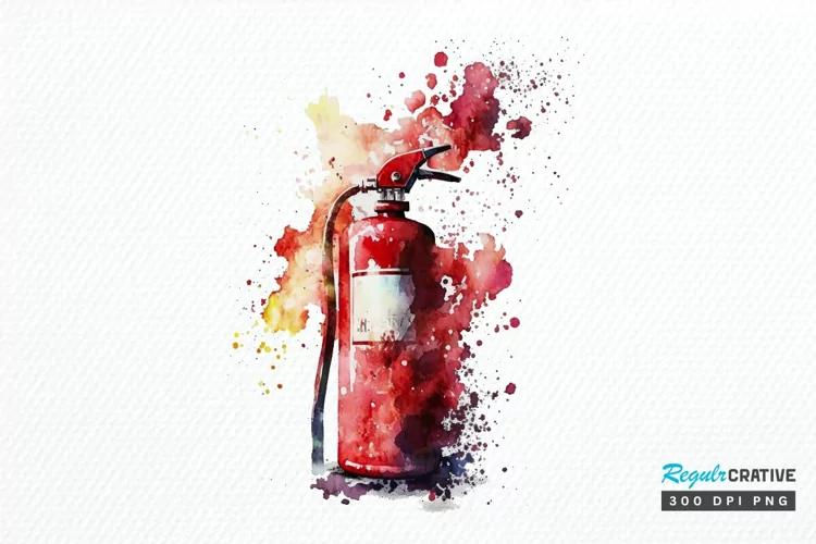 Watercolor Fire Extinguisher PNG Clipart