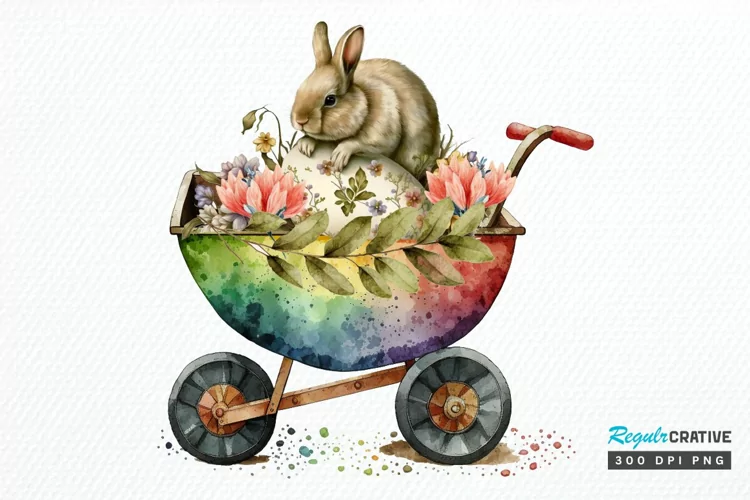 Watercolor Cute Wheelbarrows PNG Clipart