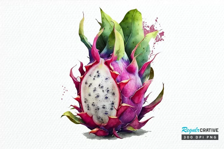 Watercolor Dragon Fruit PNG Clipart