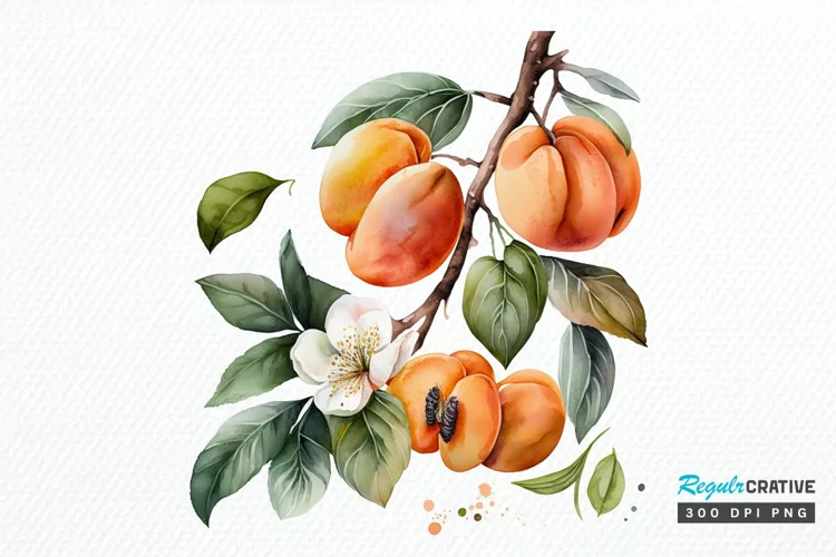 Watercolor Apricot PNG Clipart