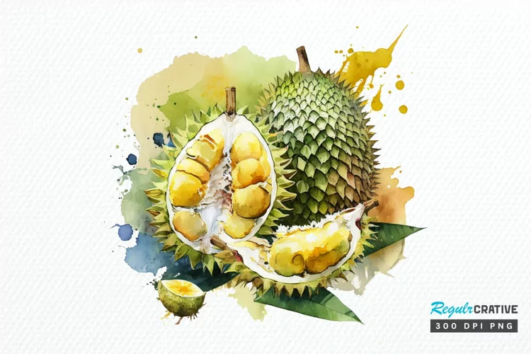 Watercolor Durian PNG Clipart