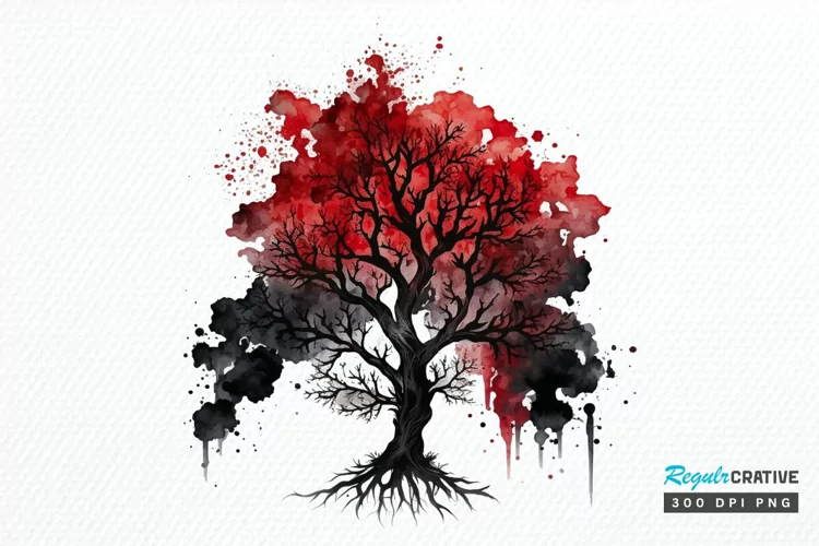 Watercolor Gothic Trees PNG Clipart