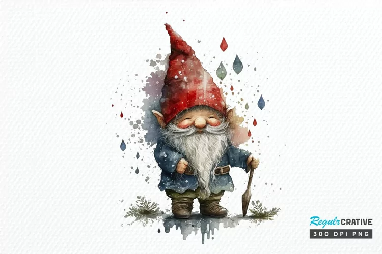 Watercolor Christmas Gnome PNG Clipart