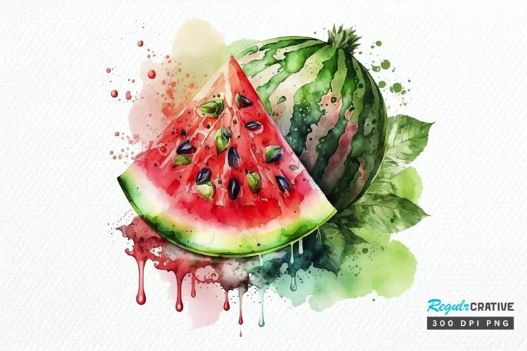 Watercolor Watermelon PNG Clipart