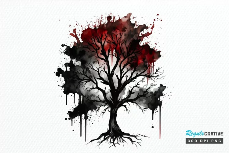 Watercolor Gothic Trees PNG Clipart