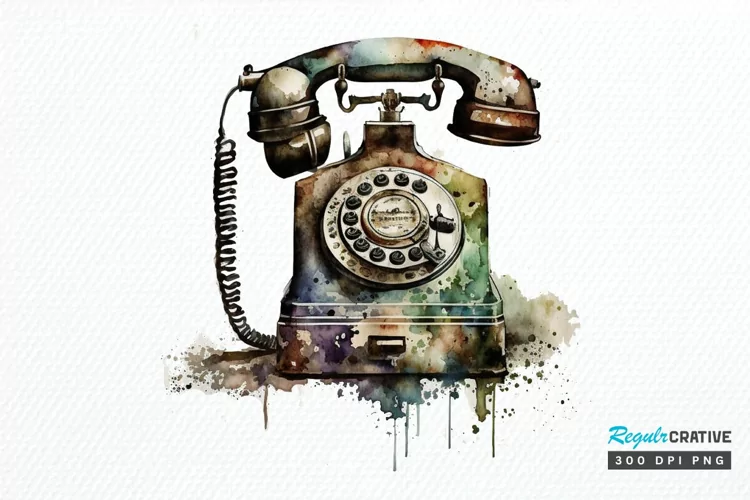 Watercolor Antique Telephone PNG Clipart