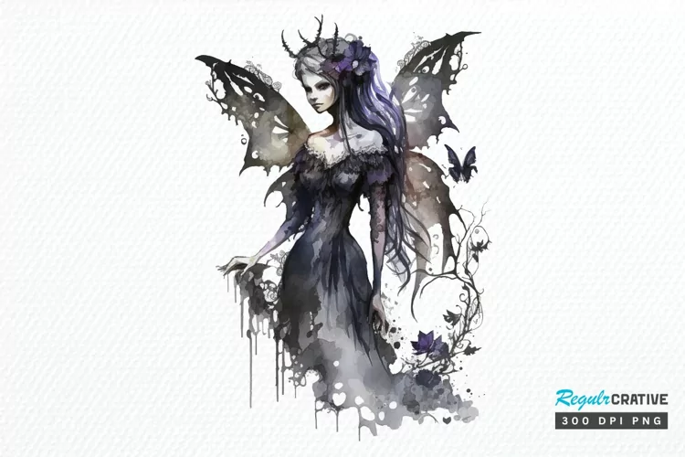 Watercolor Gothic Fairie PNG Clipart