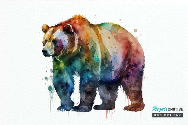 Watercolor Bear PNG Clipart