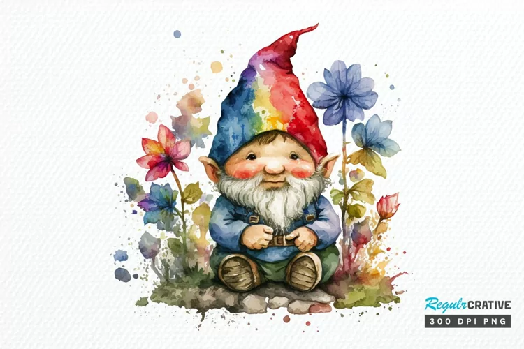 Watercolor Cute Gnome Autism PNG Clipart
