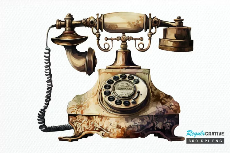 Watercolor Antique Telephone PNG Clipart
