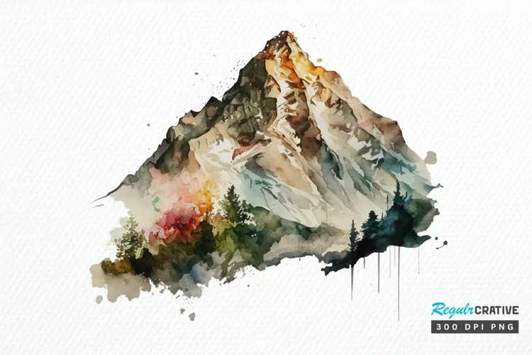 Watercolor Mountain PNG Clipart
