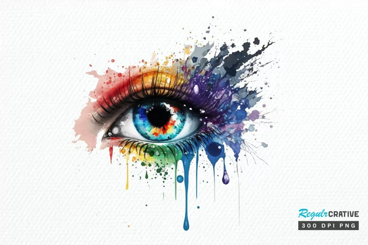 Watercolor Colorful Eye Paint PNG Clipart