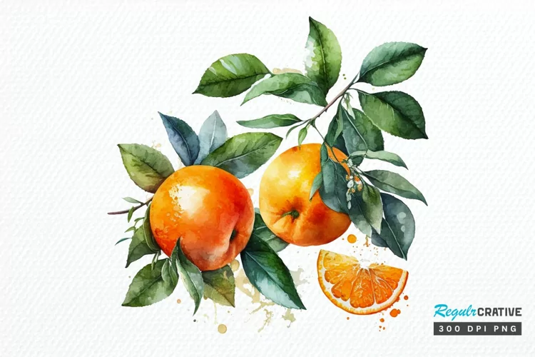 Watercolor Oranges PNG Clipart