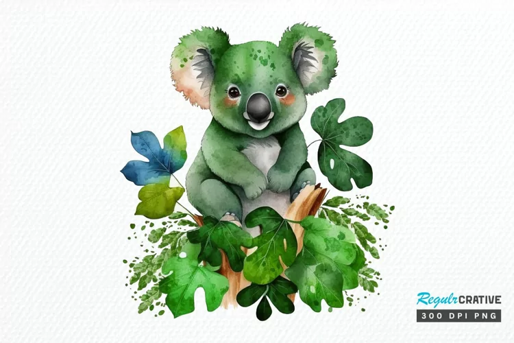 Watercolor Koala Patrick's Day PNG Clipart