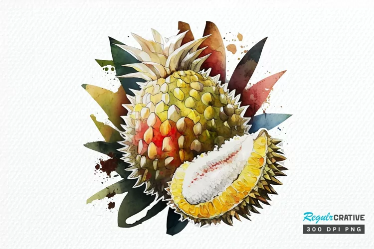 Watercolor Durian PNG Clipart