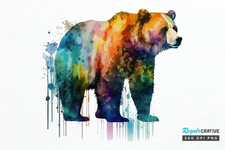 Watercolor Bear PNG Clipart