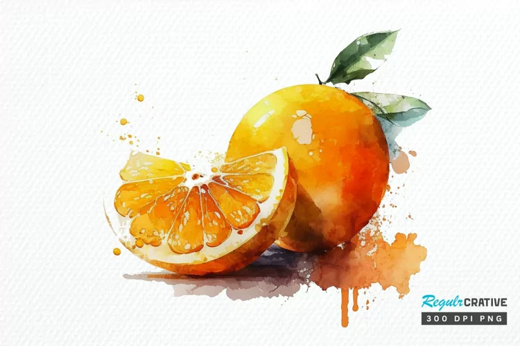 Watercolor Oranges PNG Clipart