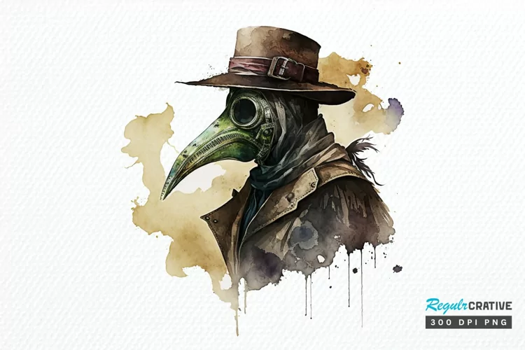 Watercolor Plague Doctor PNG Clipart