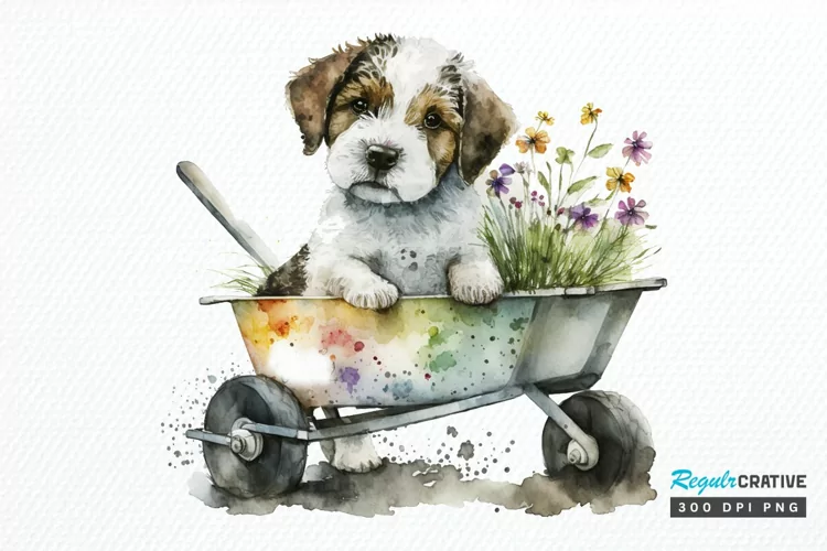 Watercolor Cute Wheelbarrows PNG Clipart
